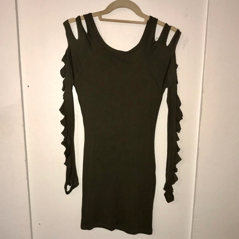 Army Green Slash Arm Dress